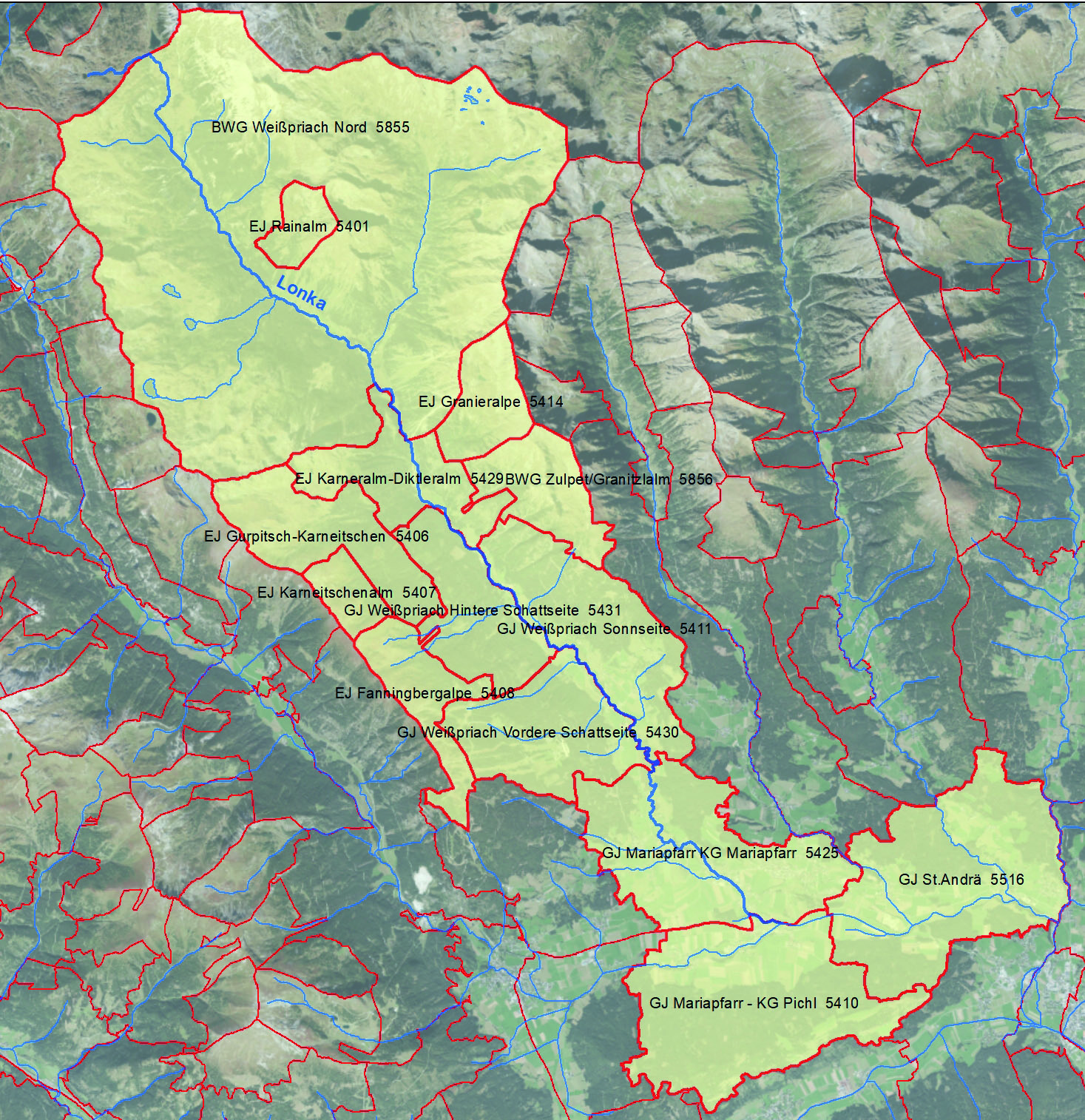 Abb. 4: Freizone Lonka plus Nebengewässer, (c) Sbg. Jägerschaft